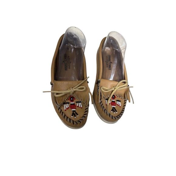 Minnetonka Tan Leather Beaded Moccasins - Picture 7 of 10